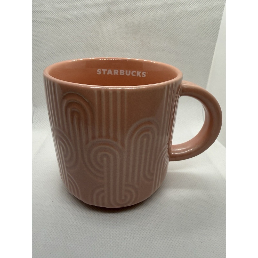 Starbucks‎ Spring 2024 Pearlescent Pastel Pink Wave Curved  Ceramic Mug, 14oz
